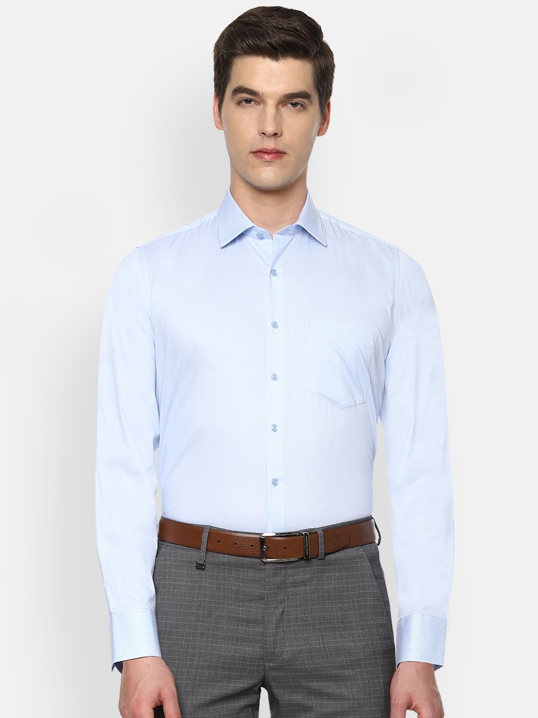 

Van Heusen Men Blue & White Slim Fit Checked Formal Shirt