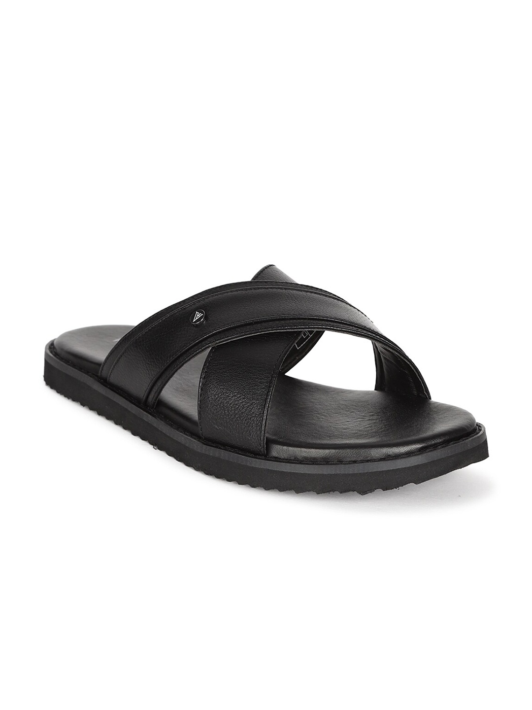 

Van Heusen Men Black Leather Comfort Sandals