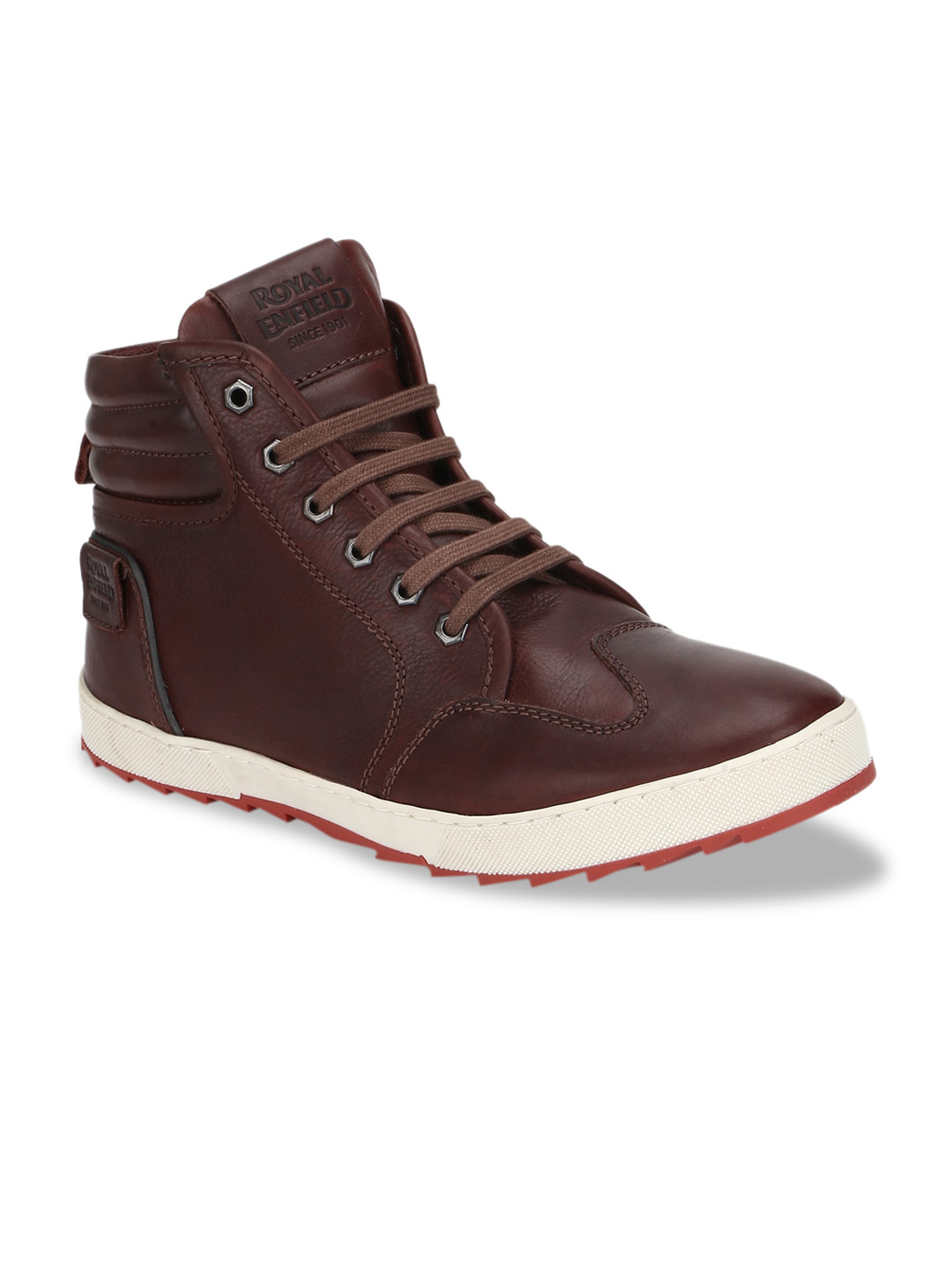 

Royal Enfield Men Burgundy Mid-Top Flat Boots