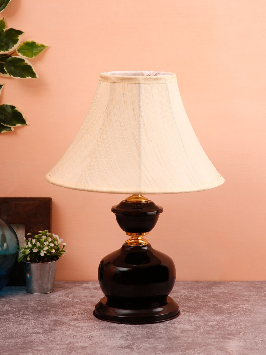 

Devansh Off-White & Black Solid Traditional Bedside Standard Table Lamp