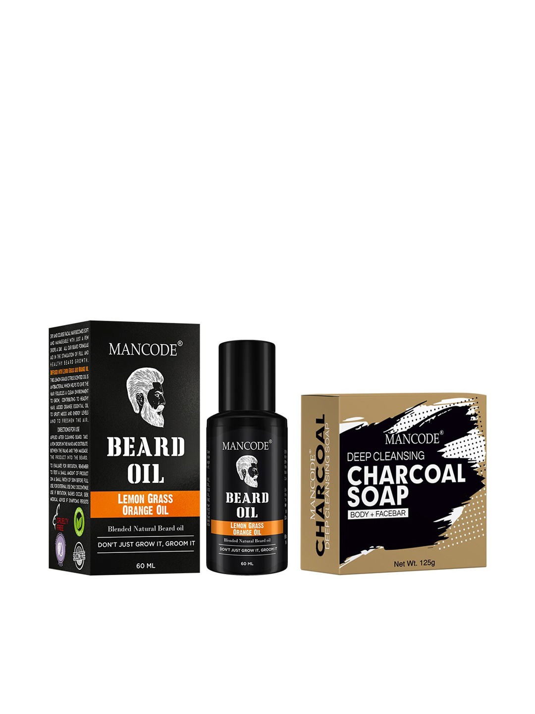 

MANCODE Black Pack of 2 Beard Oil and Charcoal Deep Cleansing Soap