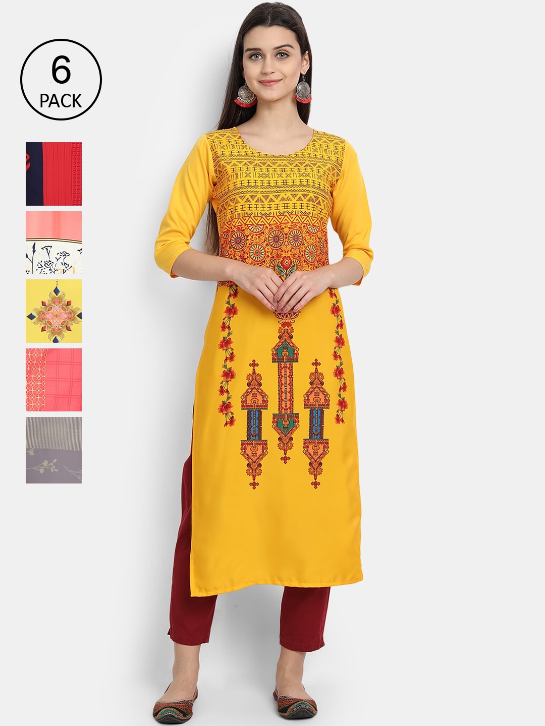 

Ethnic basket Women Multicoloured Ethnic Motifs Embroidered Crepe Kurta, Multi