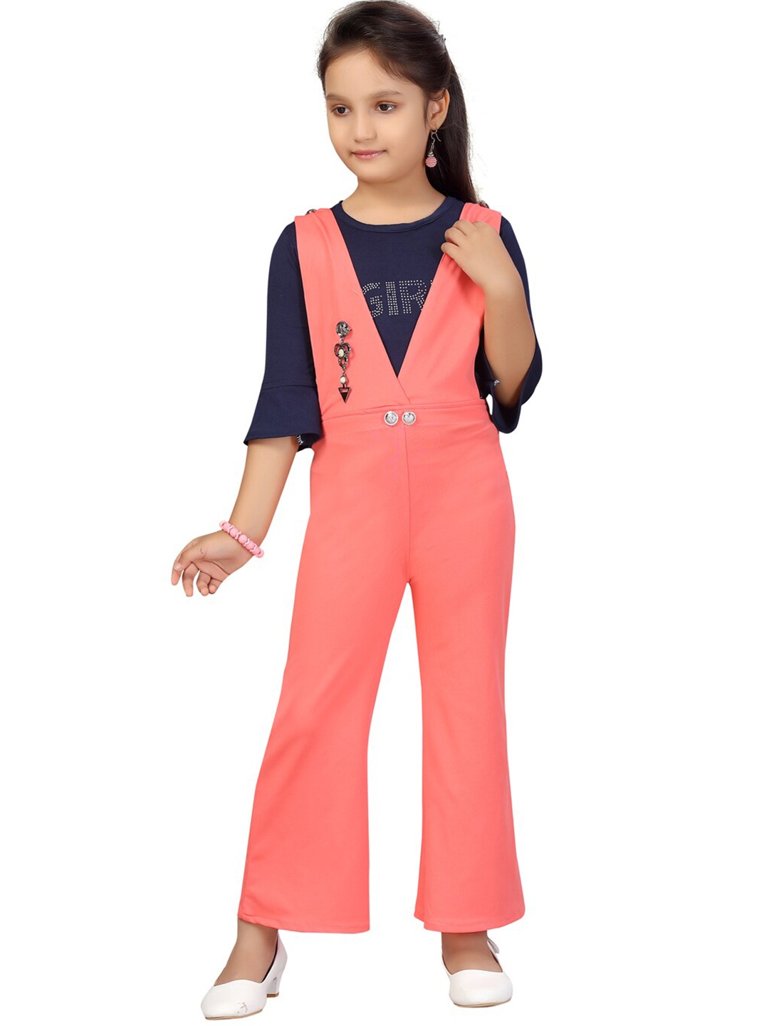 

Aarika Girls Navy Blue Solid Cotton Jumpsuit