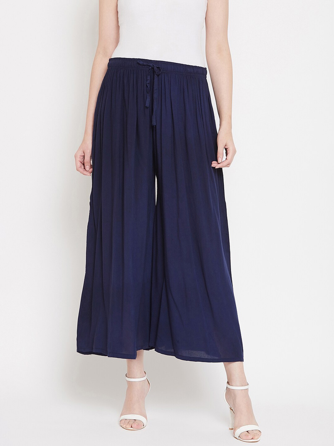 

Castle Women Navy Blue Solid Flared Palazzos