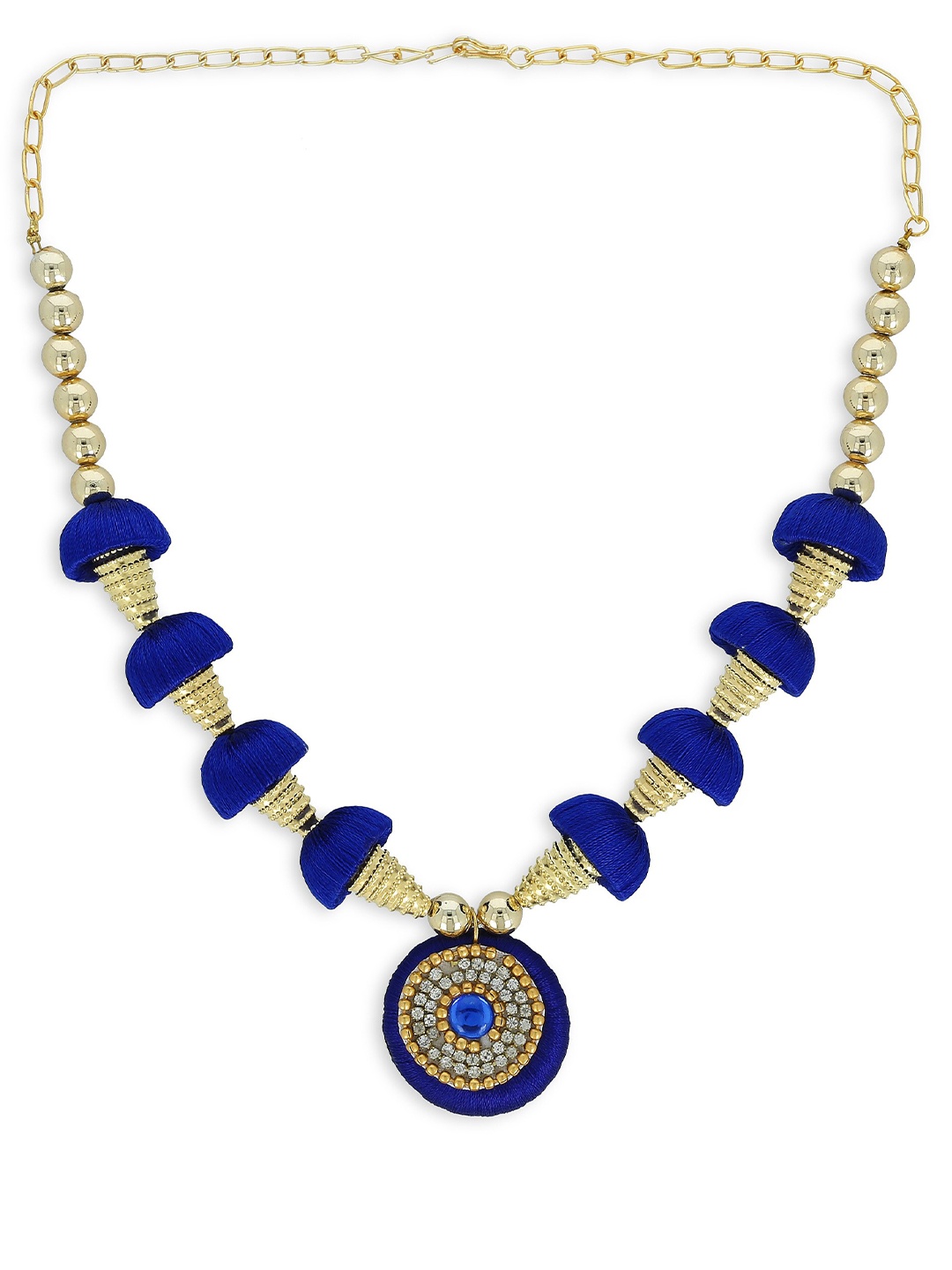 AKSHARA Girls Gold-Plated & Blue Handcrafted Necklace