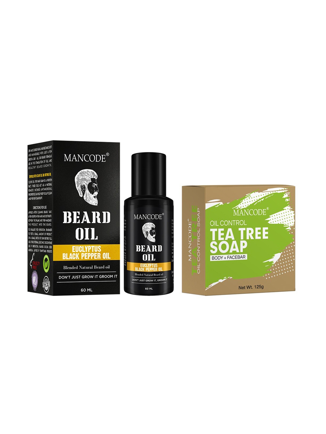 

MANCODE Black Pack of 2 Beard Oil & Tea Tree Oil Control Soap