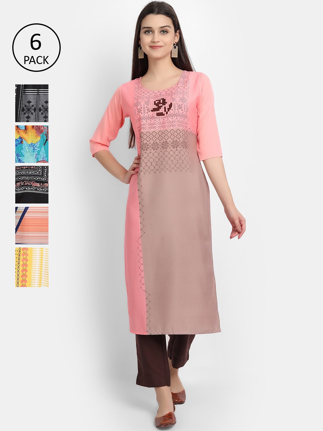 

Ethnic basket Women Multicoloured Thread Work Crepe Kurta, Multi