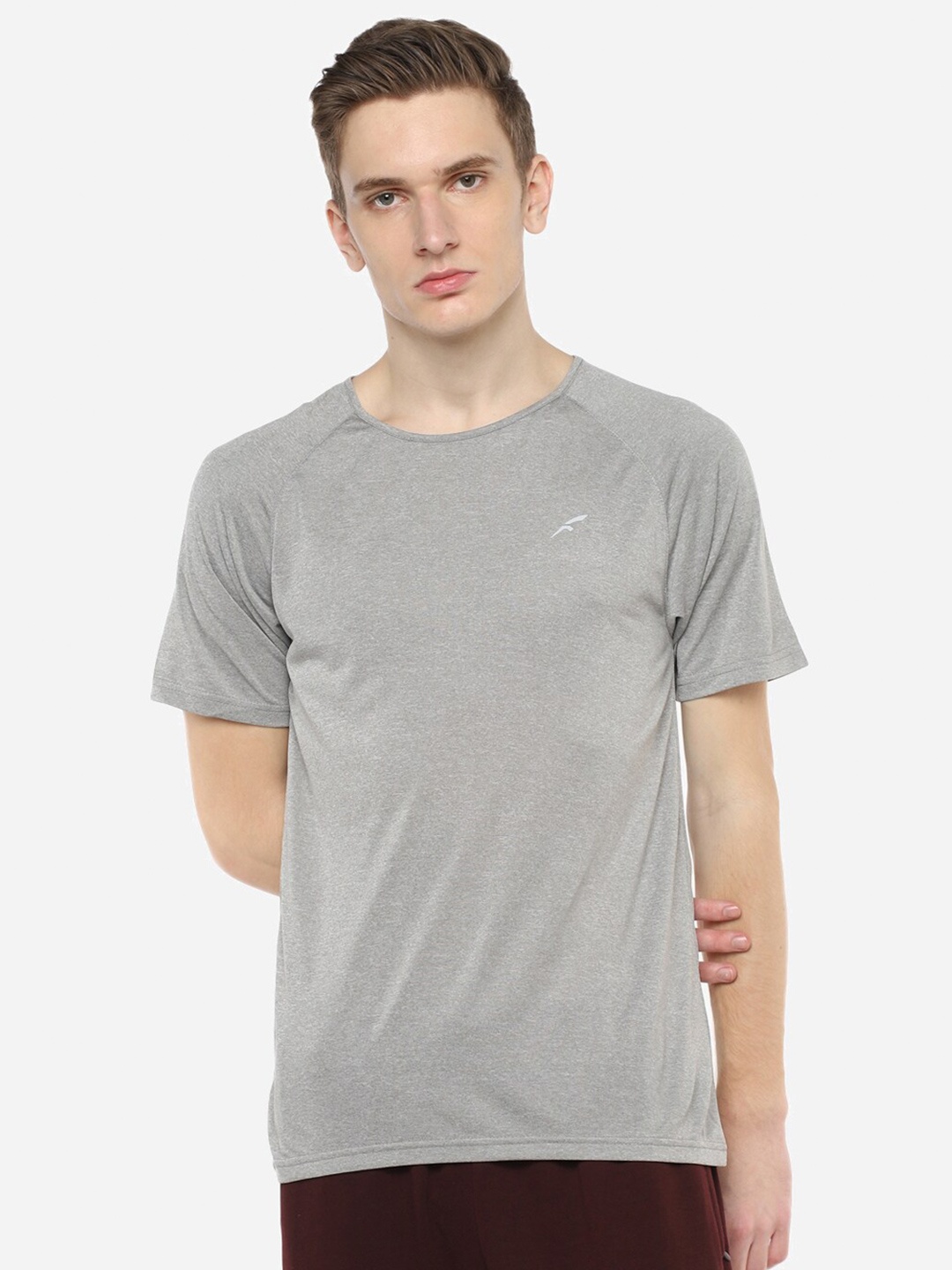 

FURO by Red Chief Men Grey Solid Round Neck T-shirt