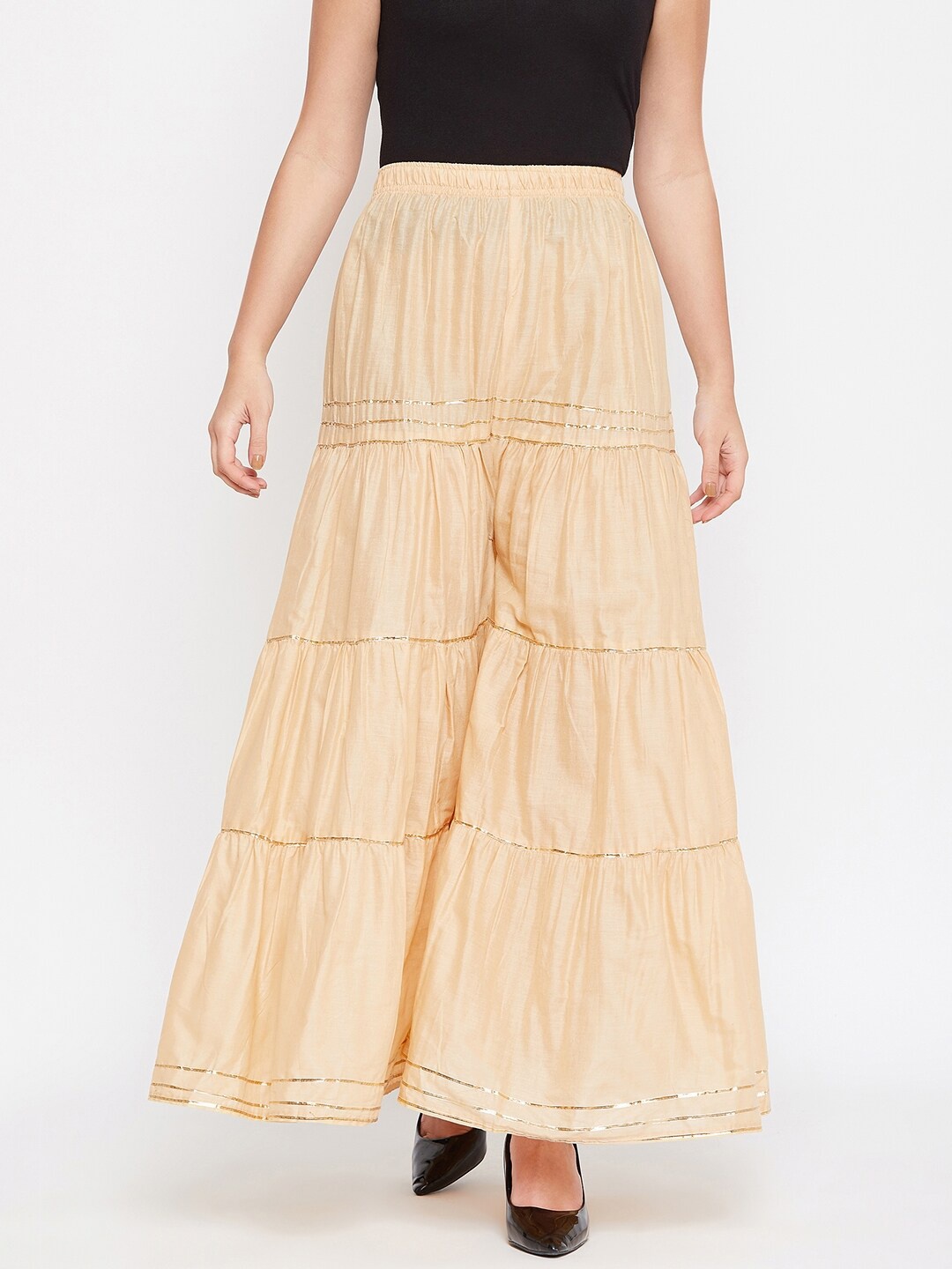 

TULIP 21 Women Beige Striped Flared Palazzos