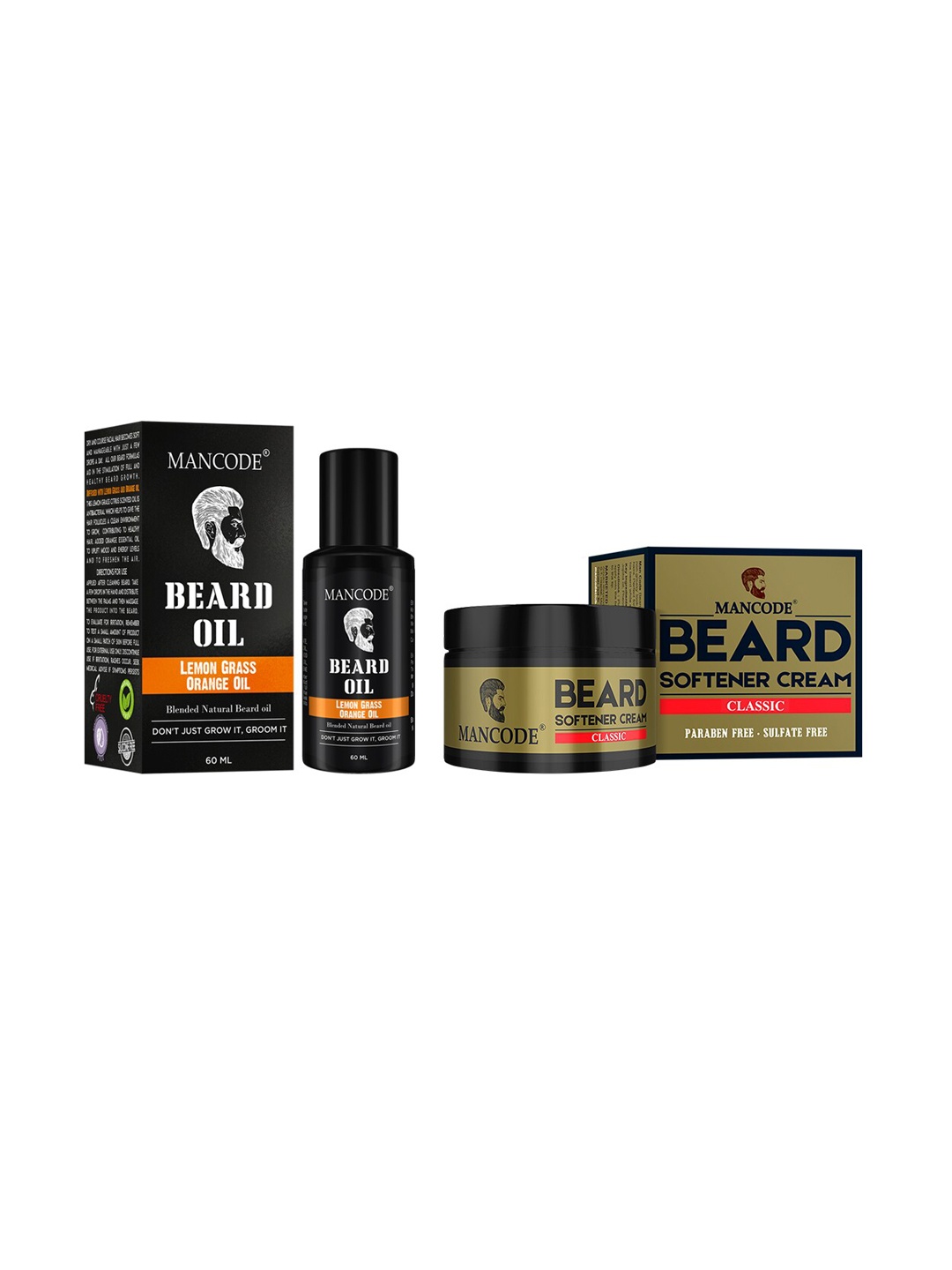 

MANCODE Set of 2 Beard Oil & Beard Softening Cream Classic 50gm, Black