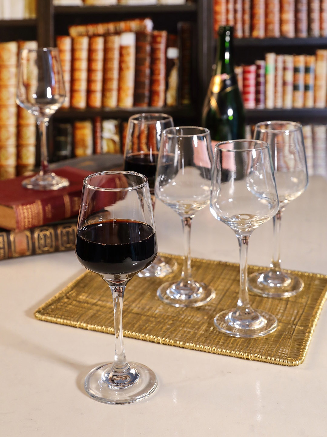 GOODHOMES Set Of 6 Transparent Solid Glass Wine Tumblers