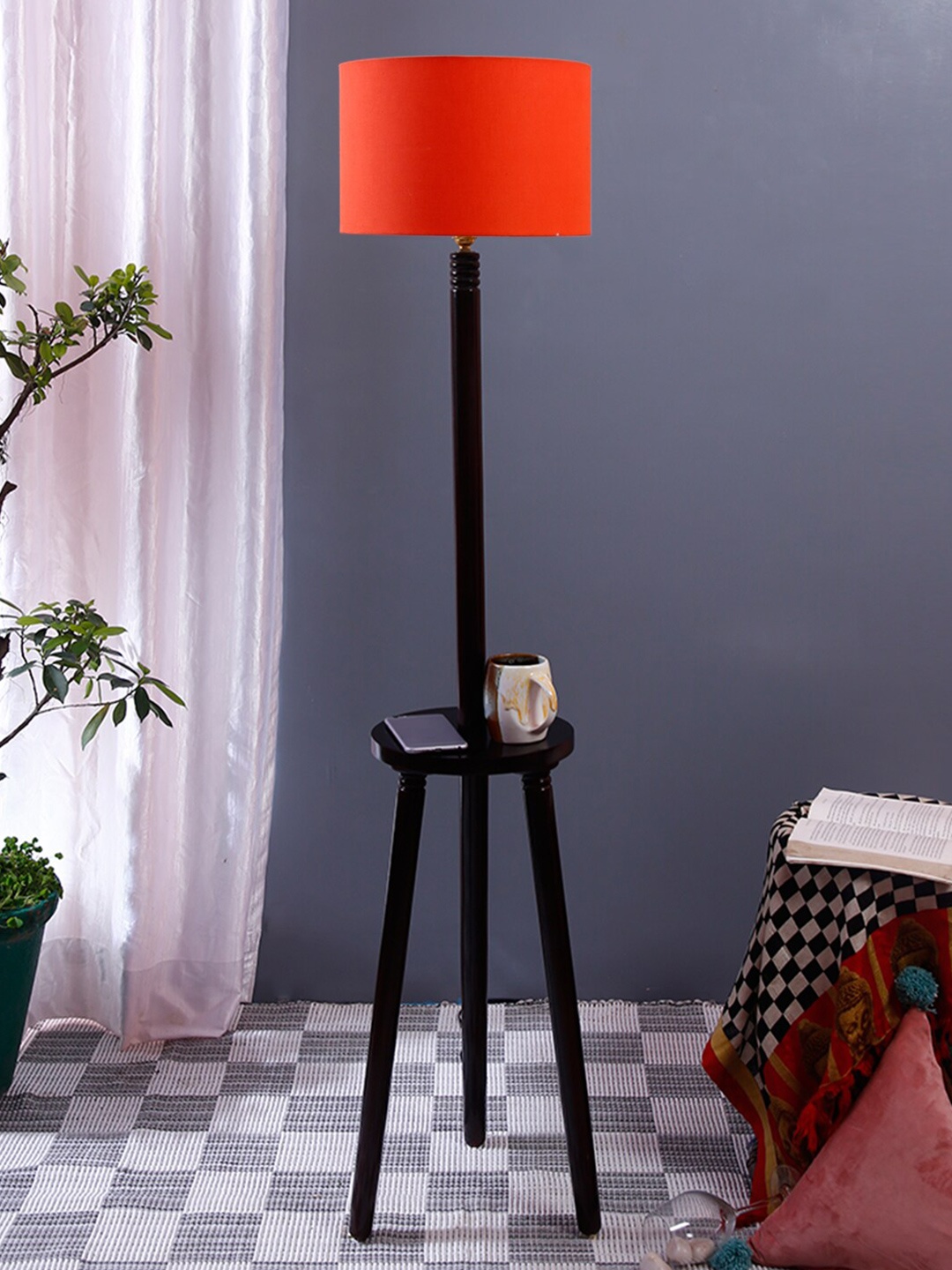 

Devansh Orange & Brown Solid Traditional Shelf Lamp with Shade