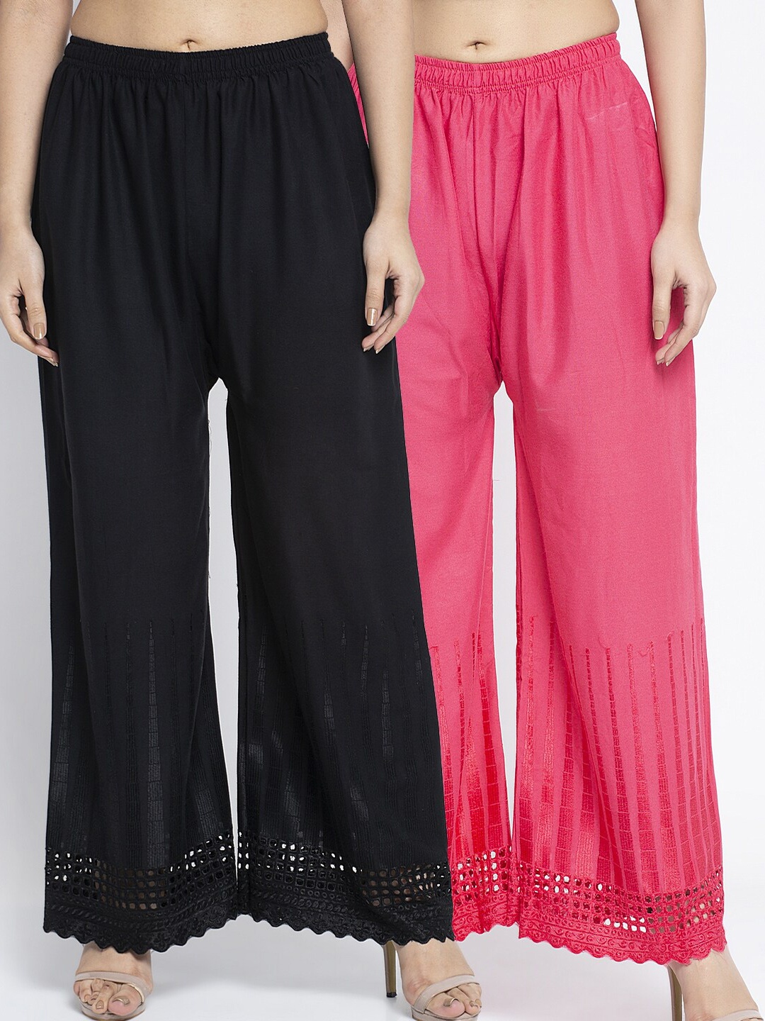 

GRACIT Women Pack of 2 Solid Knitted Palazzos, Multi