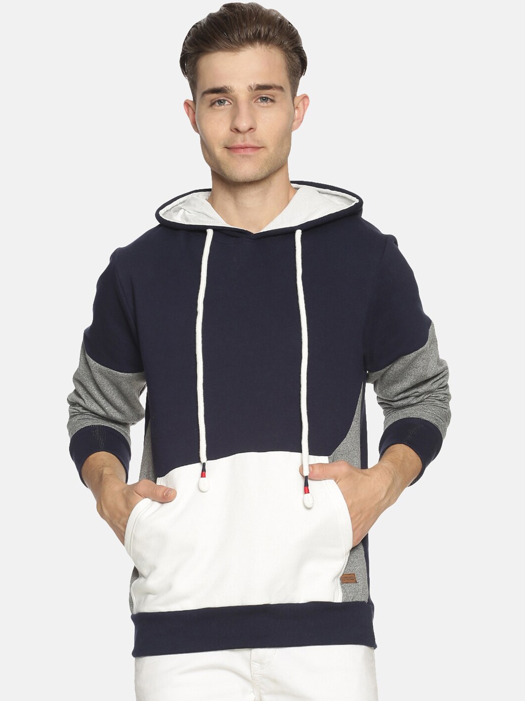

Campus Sutra Men Navy Blue Colourblocked Sweatshirt