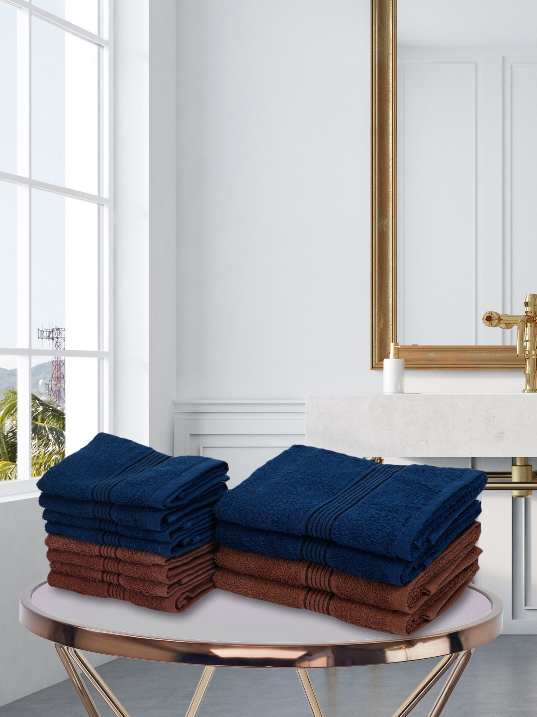 

KOPA Set Of 12 Solid Pure Cotton 380 GSM Towel Set, Blue