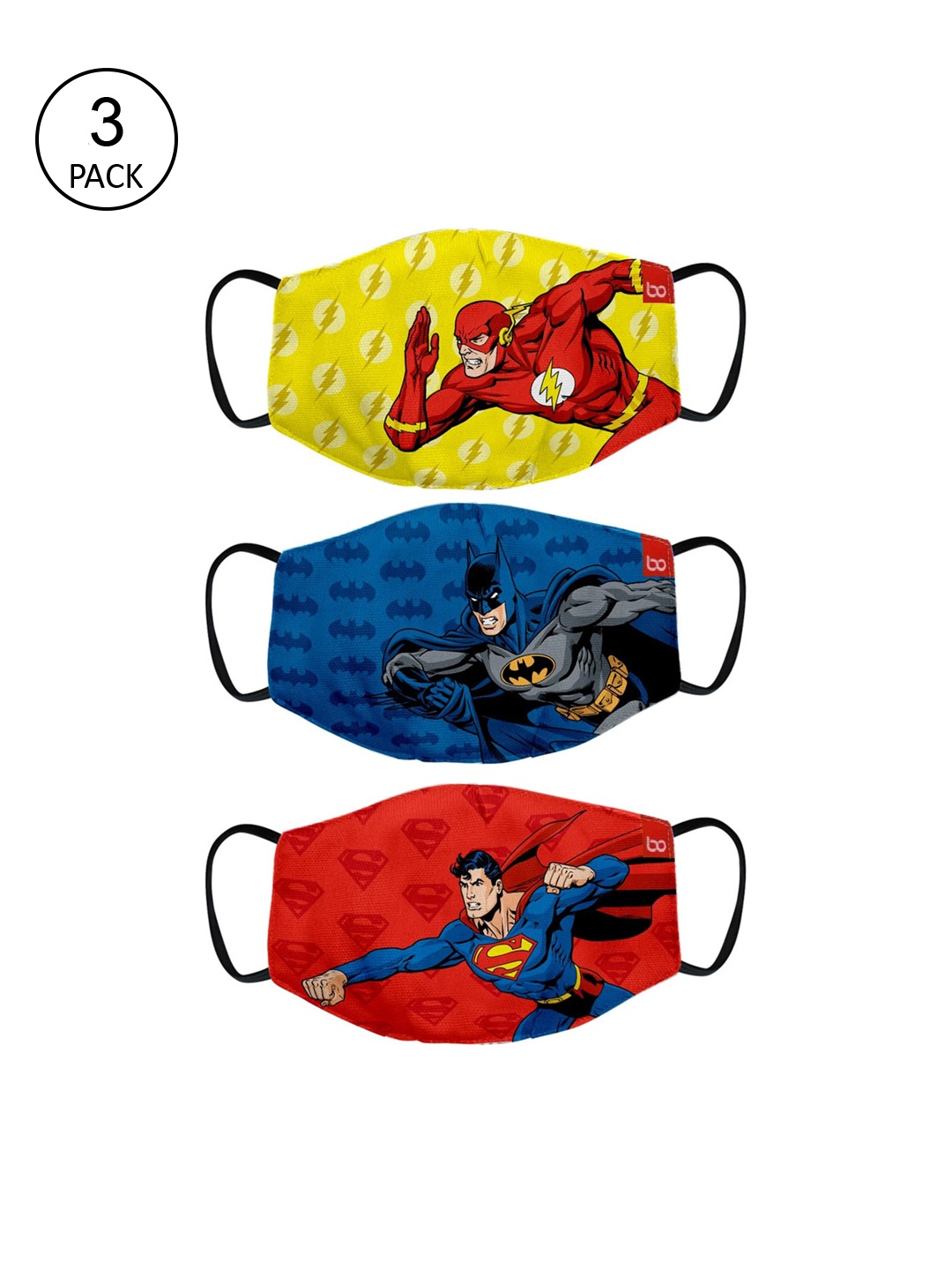 

BonOrganik Kids Pack Of 3 Printed 2-Ply Reusable Cotton Cloth Masks, Yellow