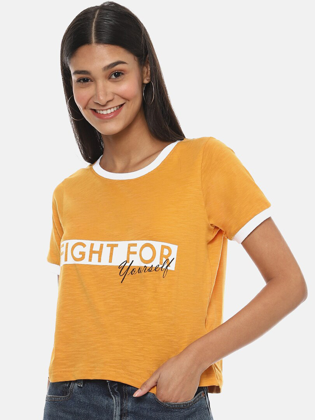 

Campus Sutra Yellow Regular Top