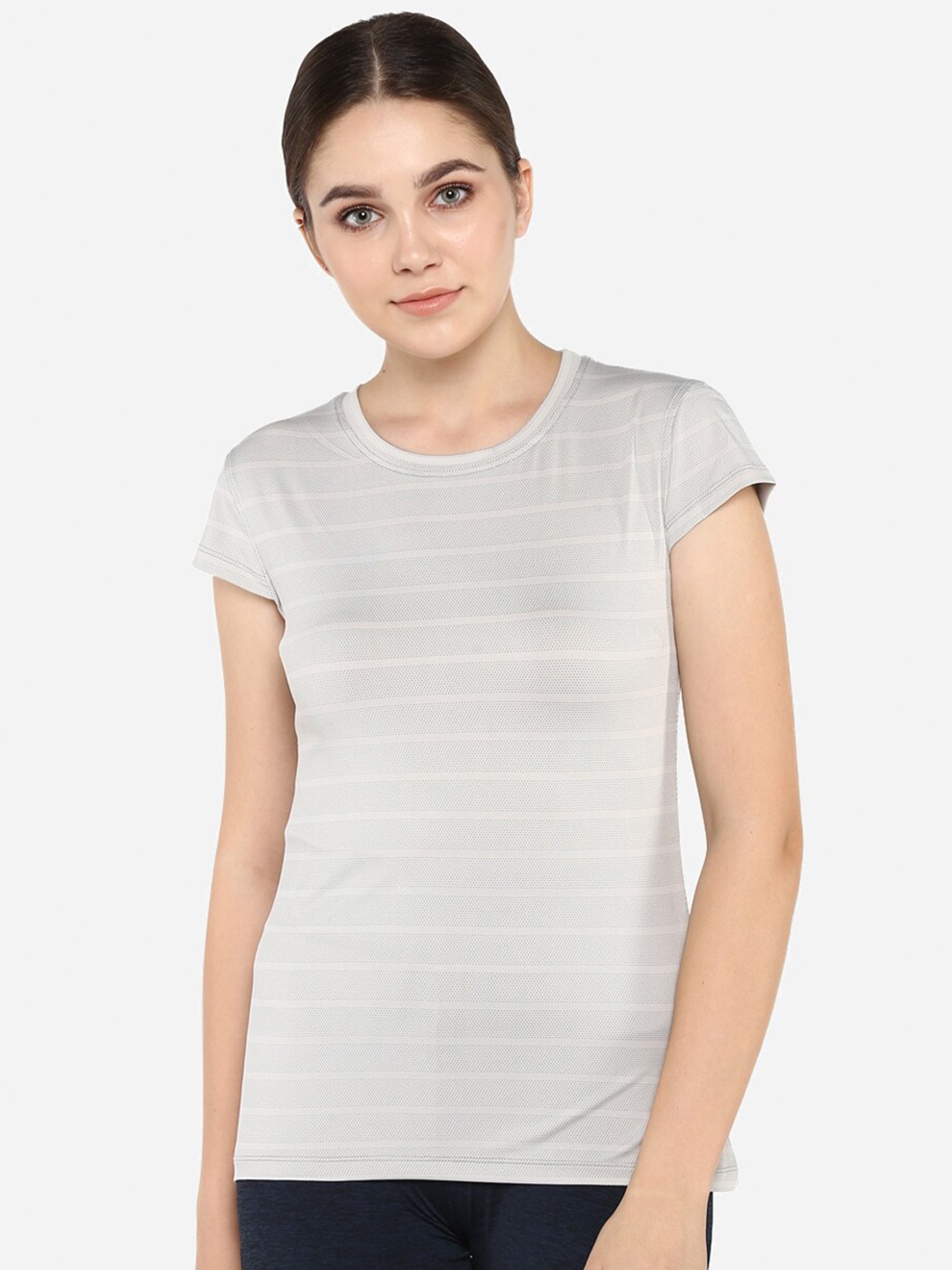 

FURO by Red Chief Women Off White Striped T-shirt