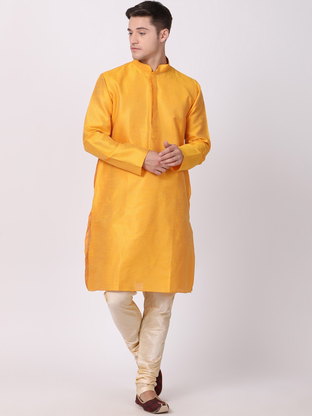

TABARD Men Yellow Jacquard Printed Kurta