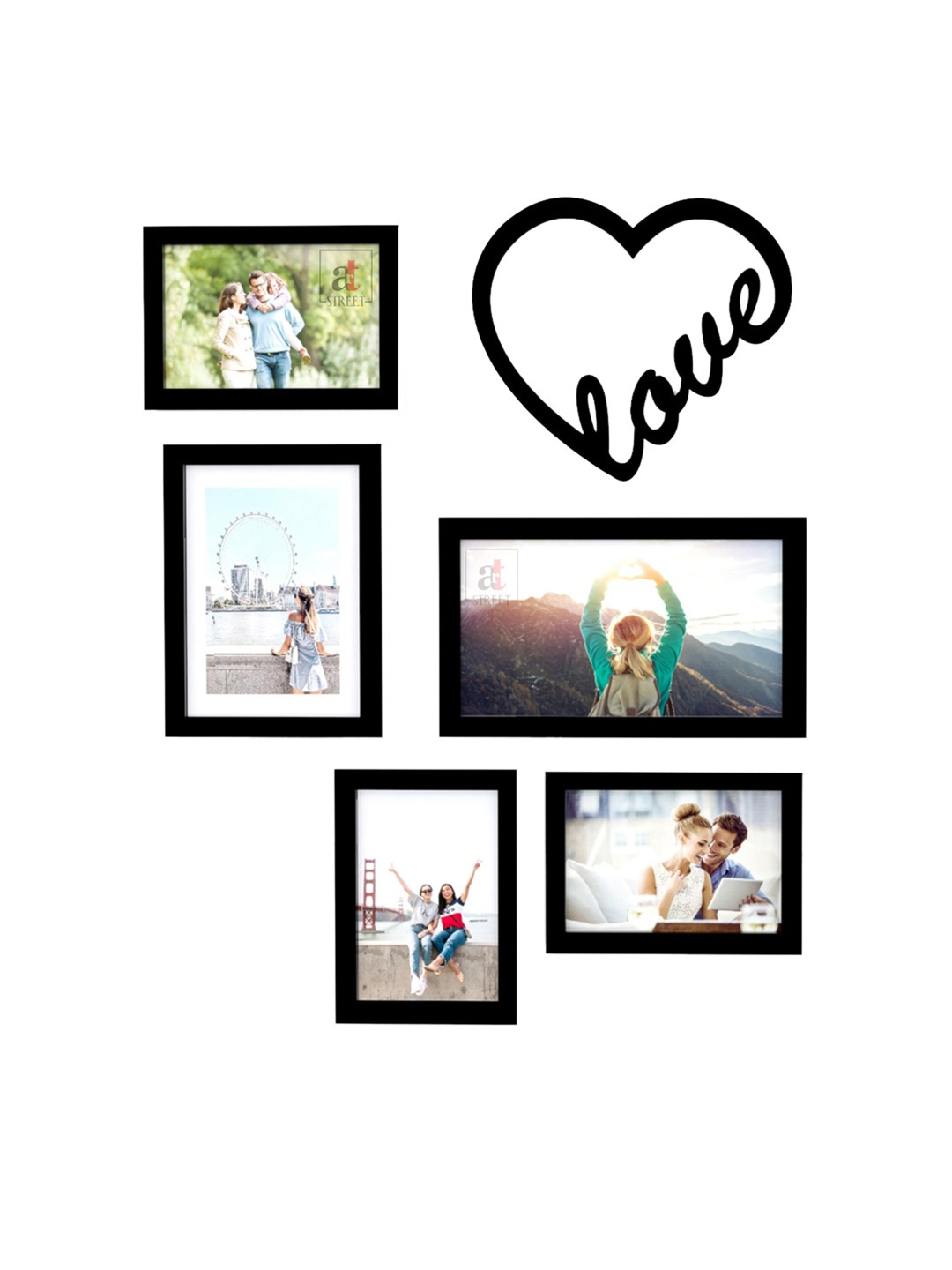 

Art Street Set Of 5 Black Solid MDF Photo Frames