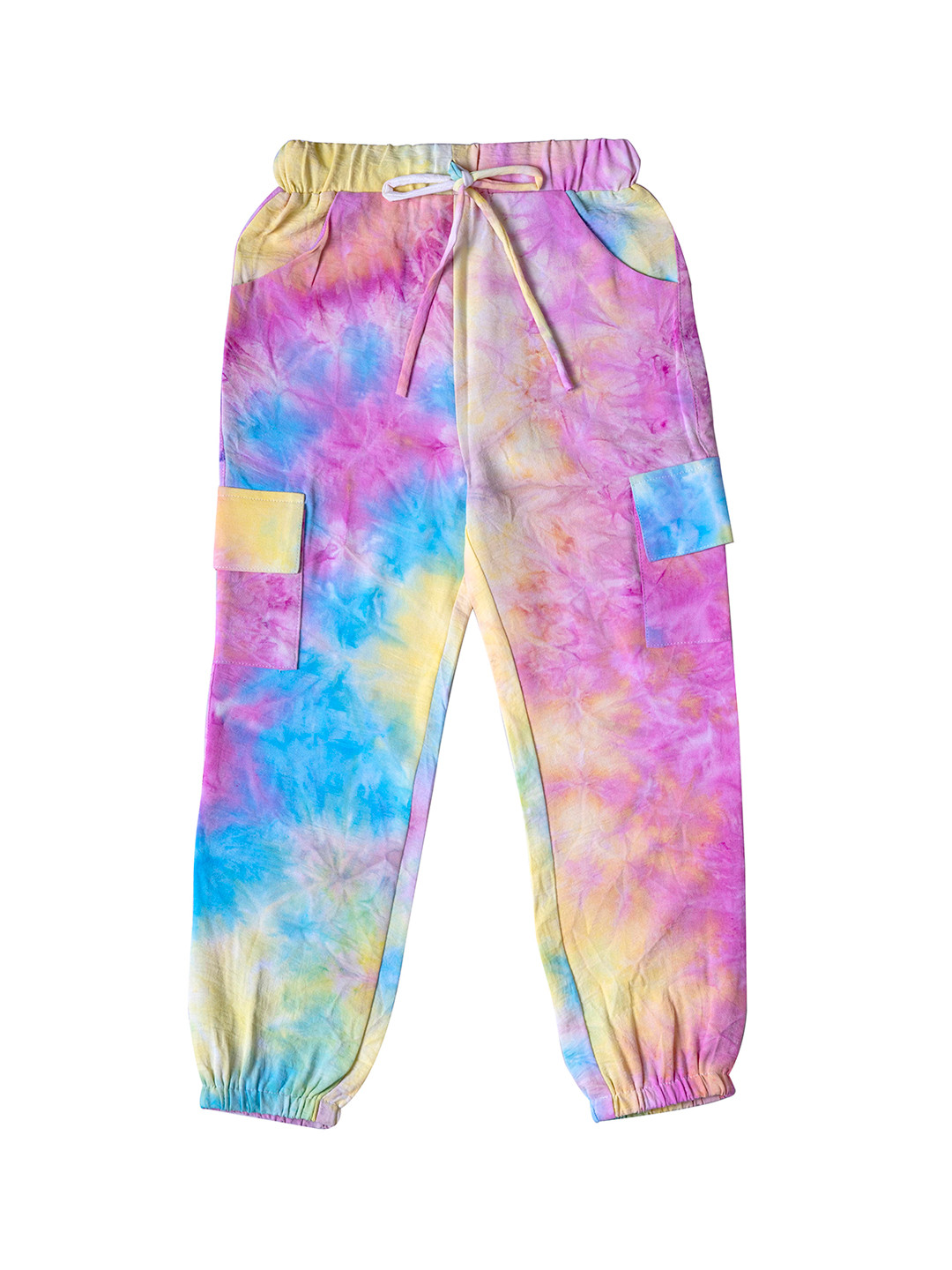 

Hunny Bunny Girls Yellow & Pink Tie and Dye Printed Comfort-Fit Joggers