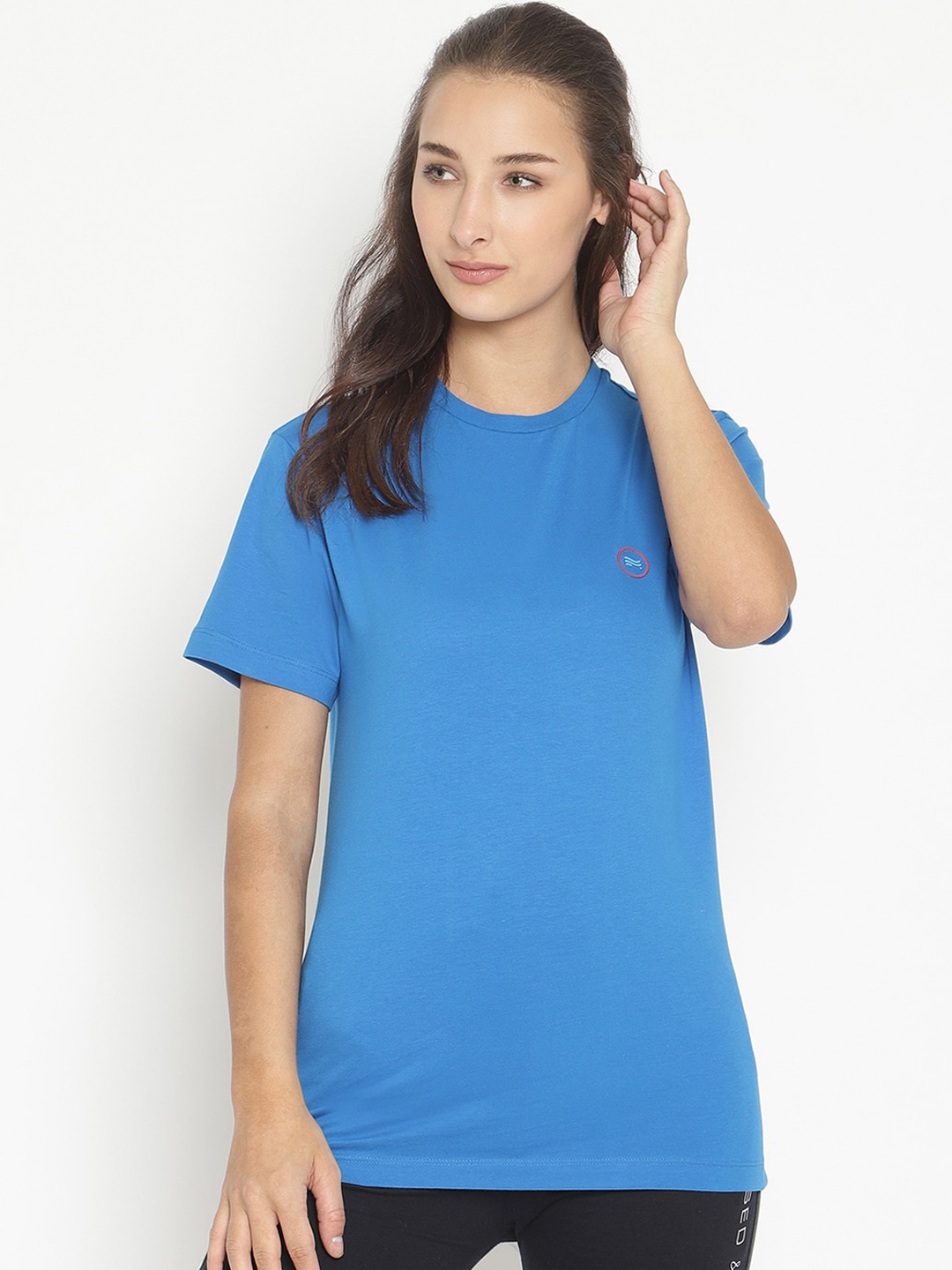 

COASTLAND Women Blue Solid Cotton Lounge T-Shirt