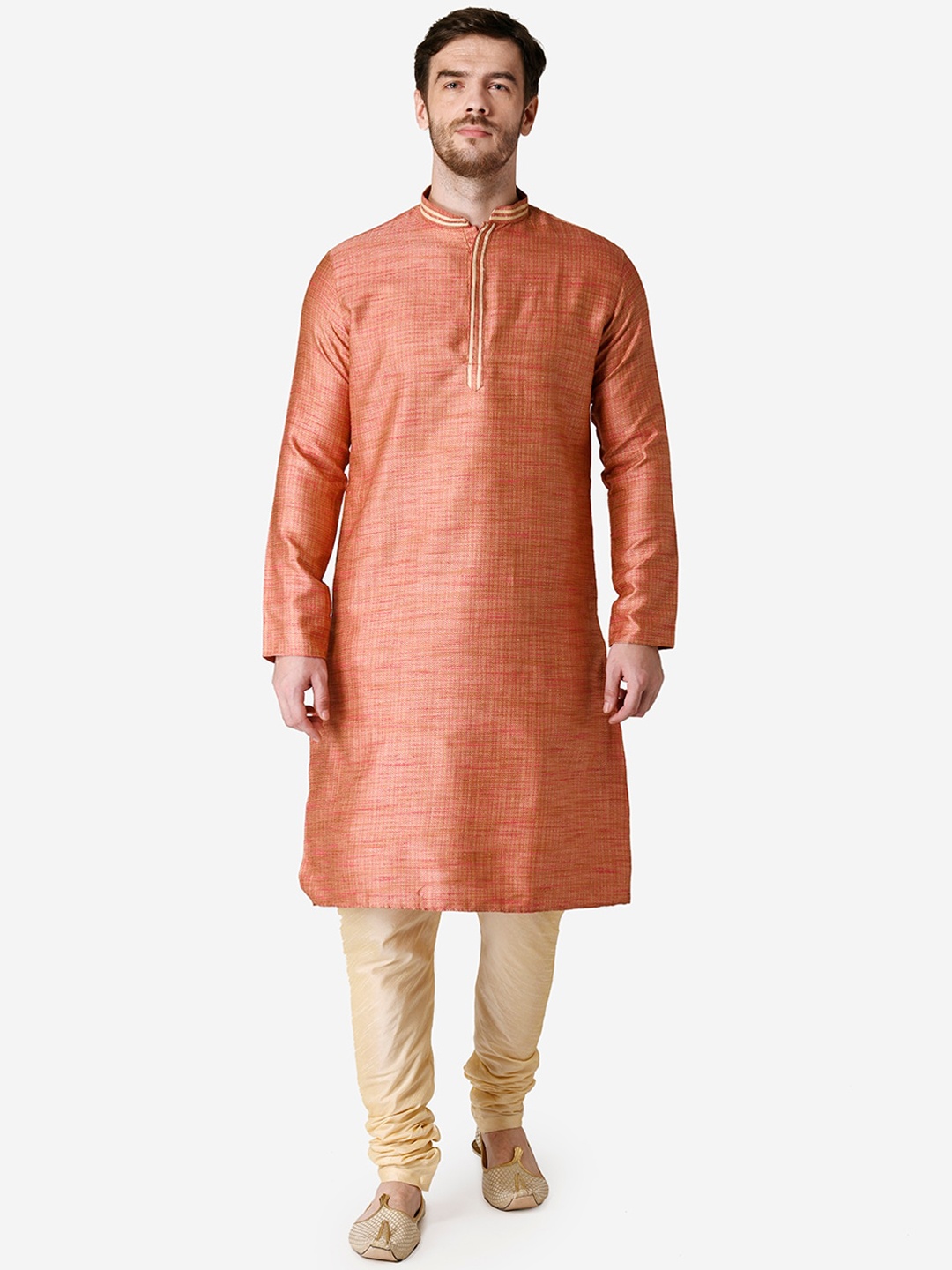 

TABARD Men Jacquard Plain Kurta, Red