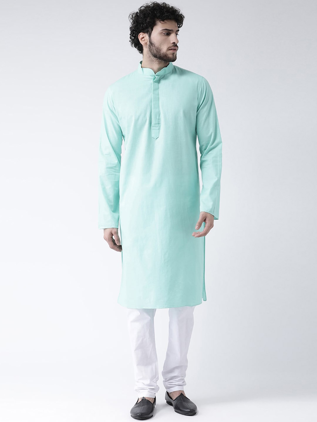 

TABARD Men Green Cotton Plain Kurta