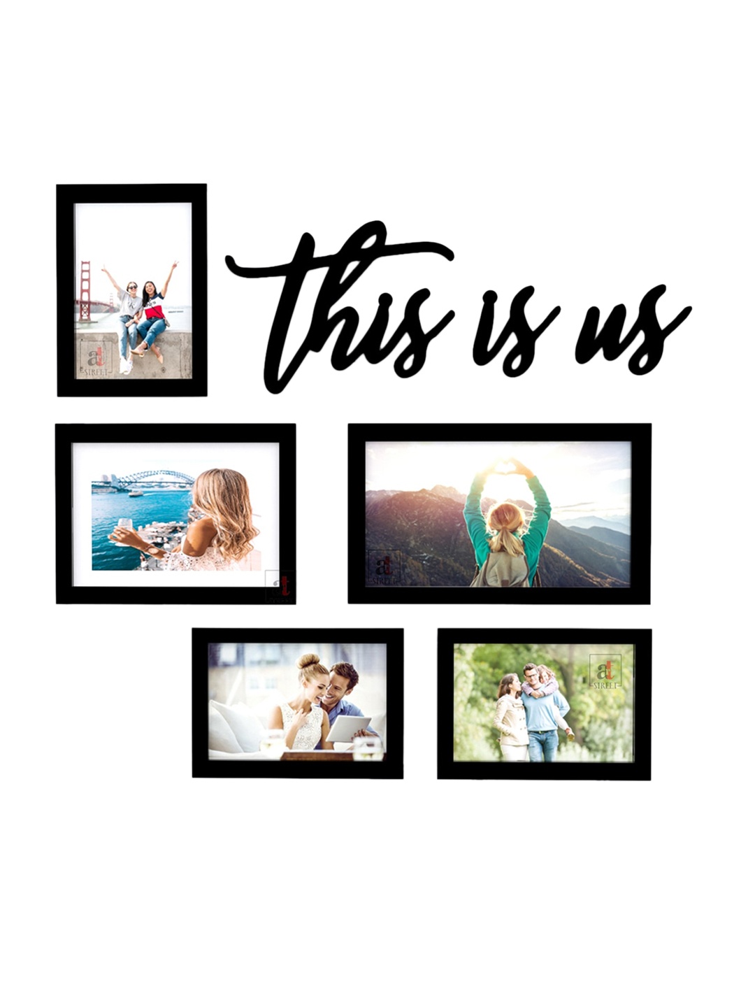 

Art Street Set Of 5 Black Solid Wall Photo Frames