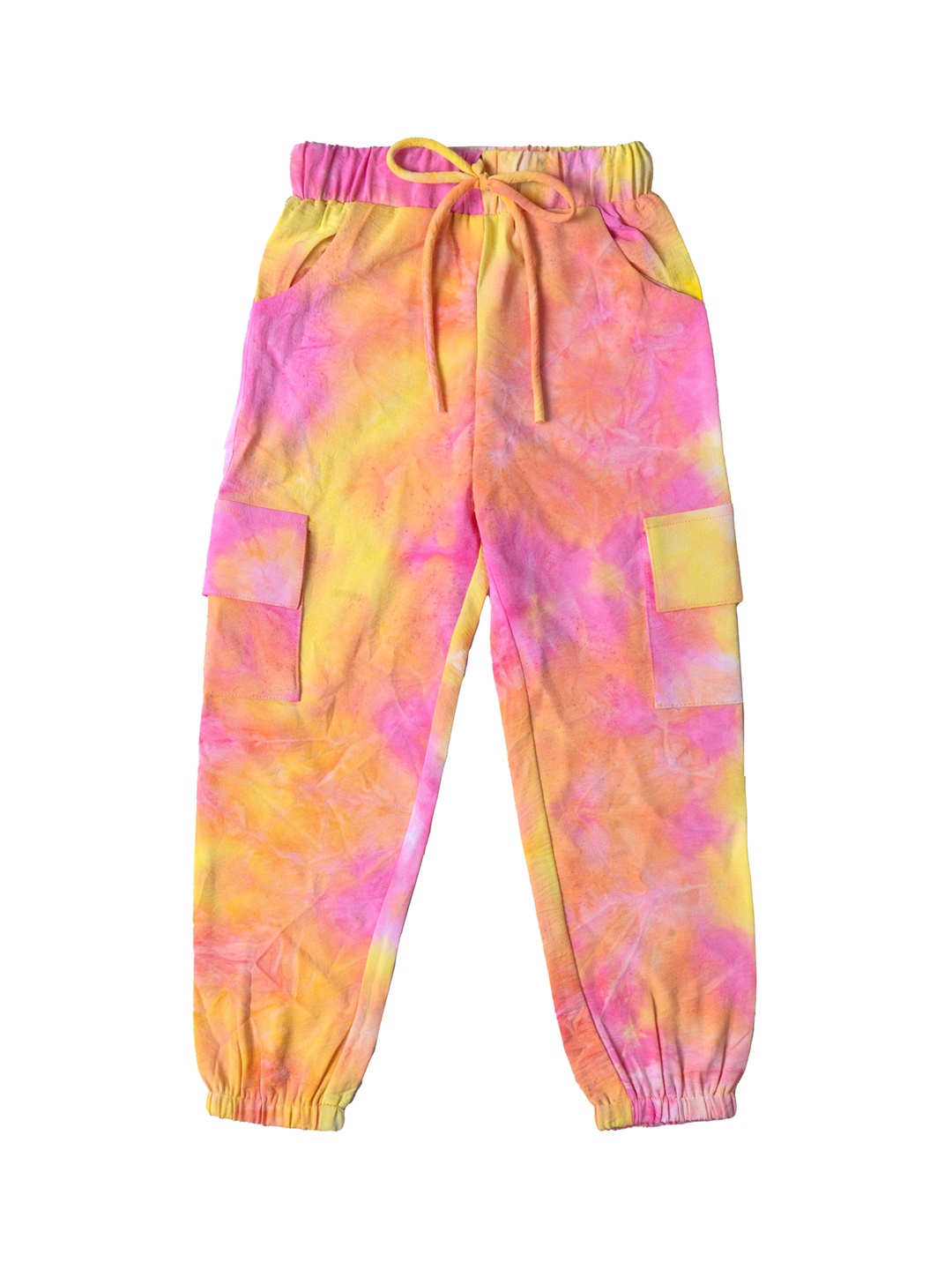

Hunny Bunny Girls Yellow & Pink Tie & Dye Straight-Fit Joggers