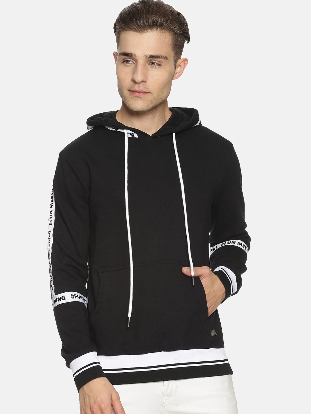 

Campus Sutra Men Black Solid Sweatshirt