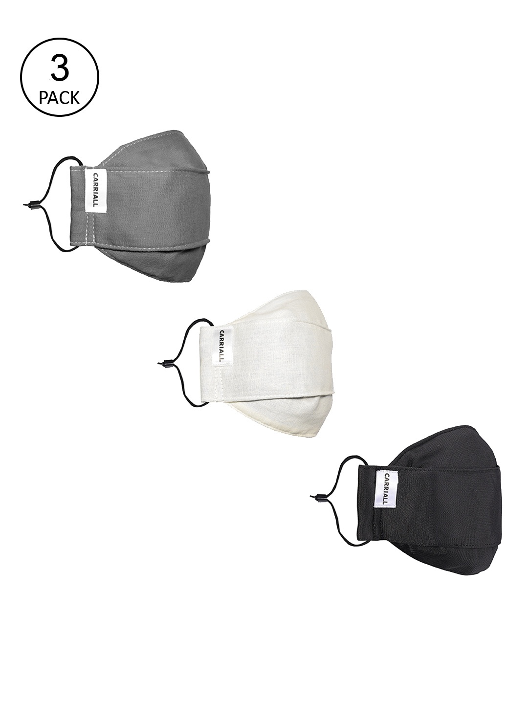 

CARRIALL Unisex Pack Of 3 Assorted 3-Ply Reusable Cotton Cloth Face Masks