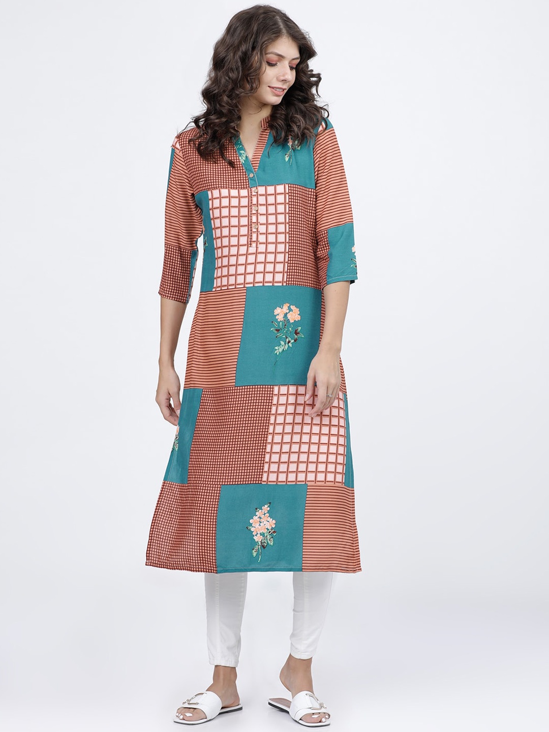 

Vishudh Women Multicoloured Checked Kurta, Multi