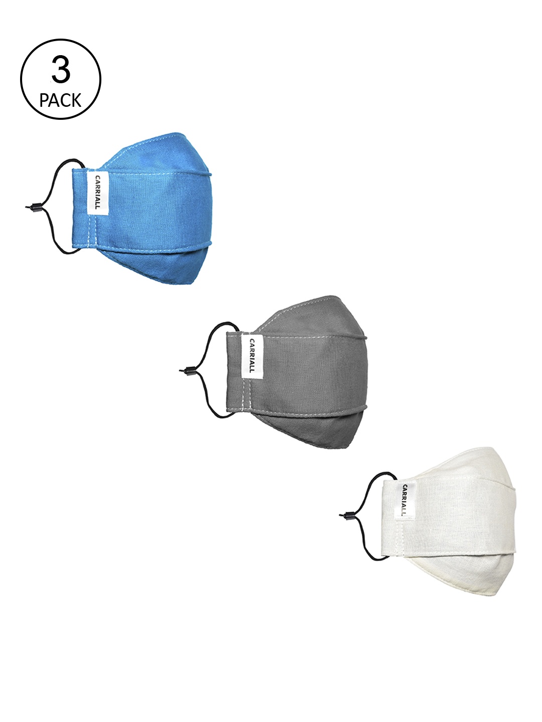 

CARRIALL Unisex Pack Of 3 Assorted Reusable Cotton Cloth Face Masks