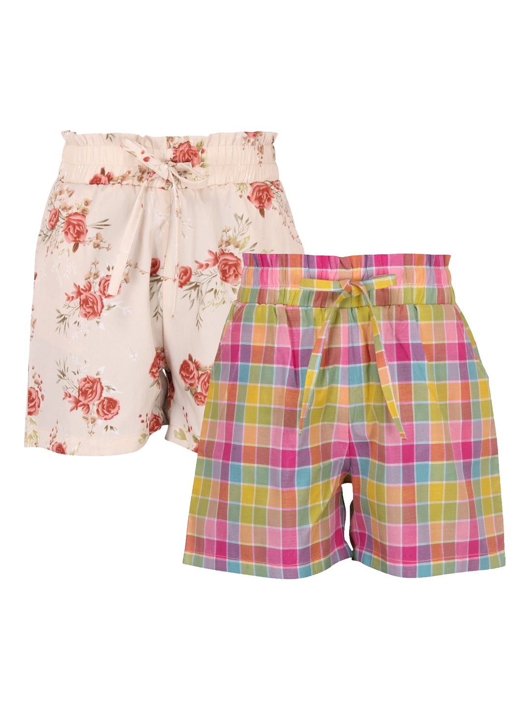 CUTECUMBER Girls Pack Of 2 Regular Fit Regular Shorts, Pink