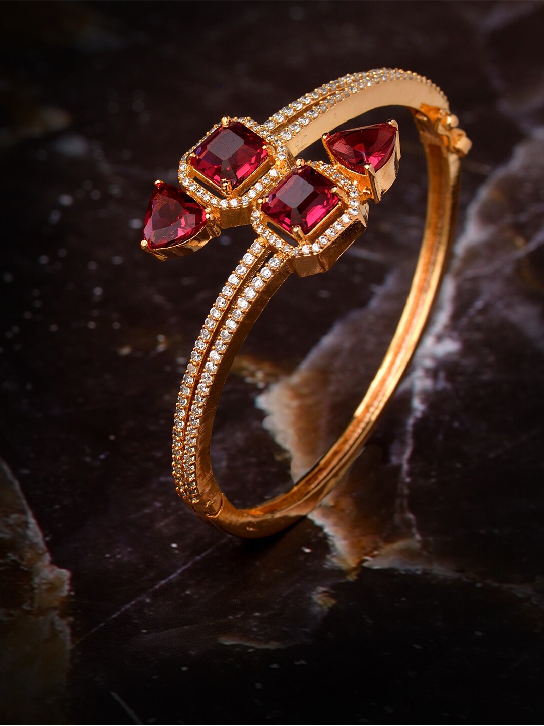 

Saraf RS Jewellery Gold-Plated & Magenta Handcrafted Bangle-Style Bracelet
