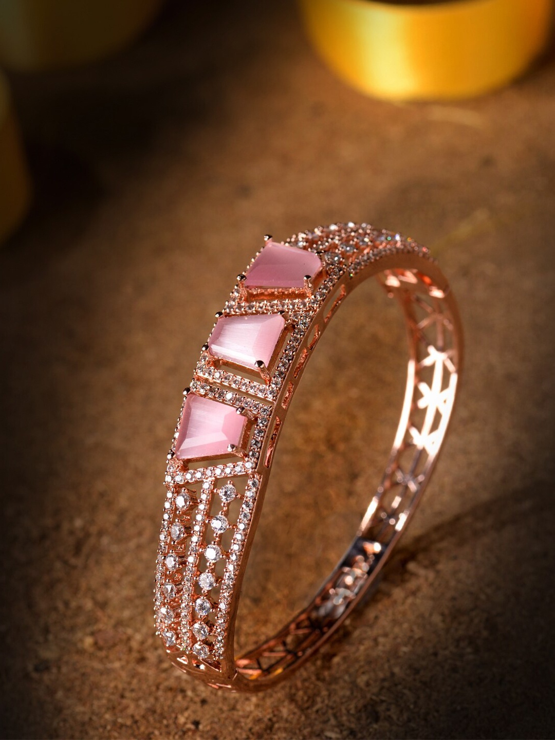 

Saraf RS Jewellery Rose Gold-Plated & Pink Handcrafted Bangle-Style Bracelet
