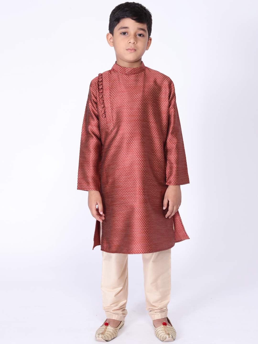 

TABARD Boys Red Regular A-Line Kurta with Churidar