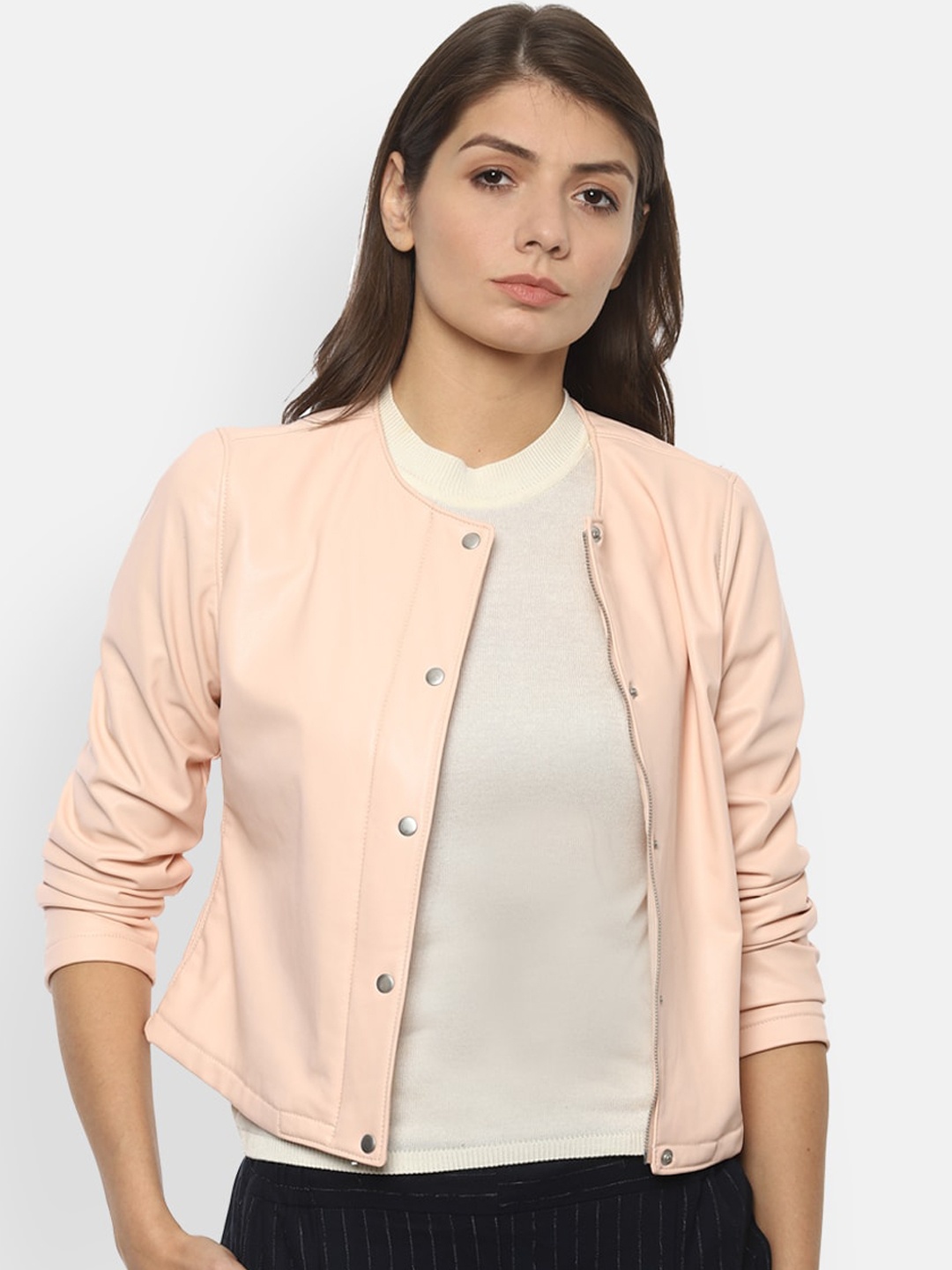 

Van Heusen Woman Peach-Coloured Crop Tailored Jacket