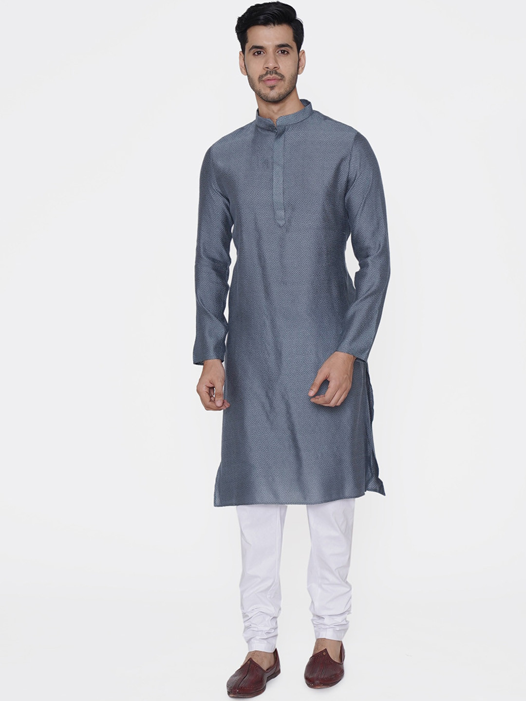 

TABARD Men Grey Woven Design Jaquard Kurta