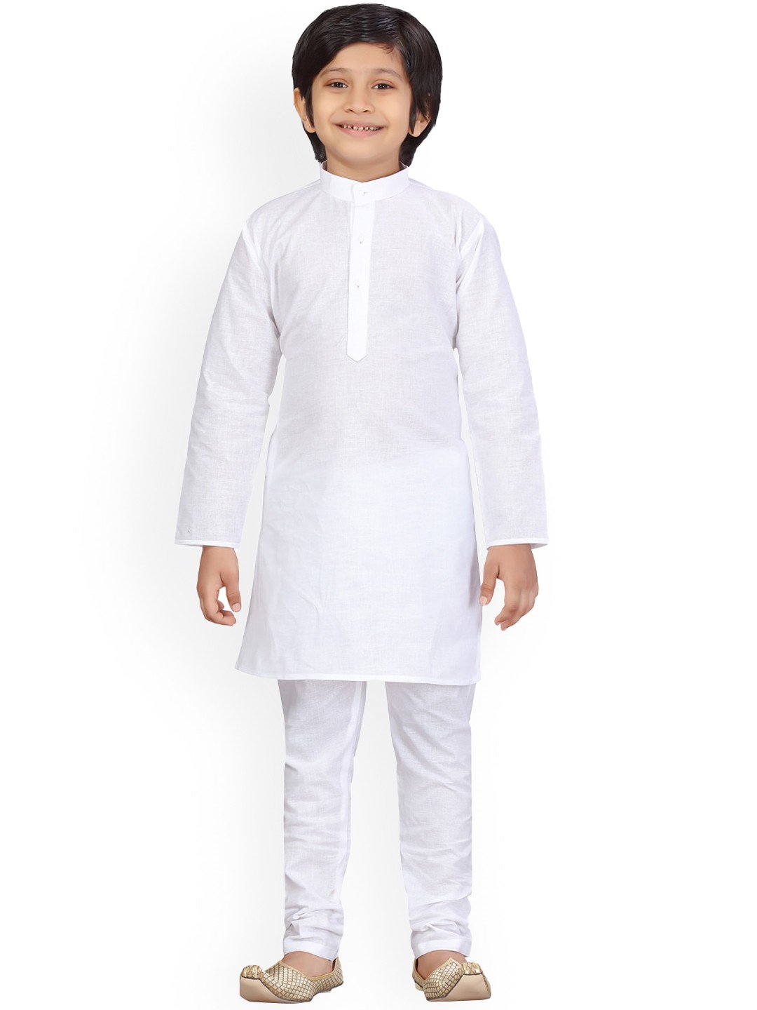 

LITTLE MAFIA BY Aarika Boys White Regular Straight Pure Cotton Kurta with Pyjamas