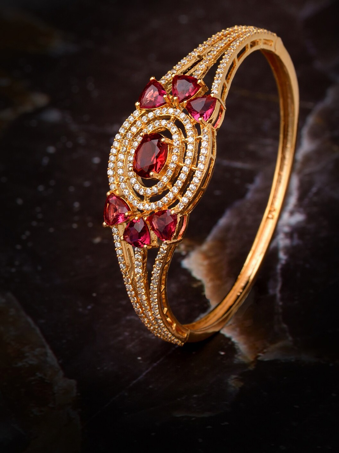

Saraf RS Jewellery Gold-Plated & Magenta Handcrafted Bangle-Style Bracelet