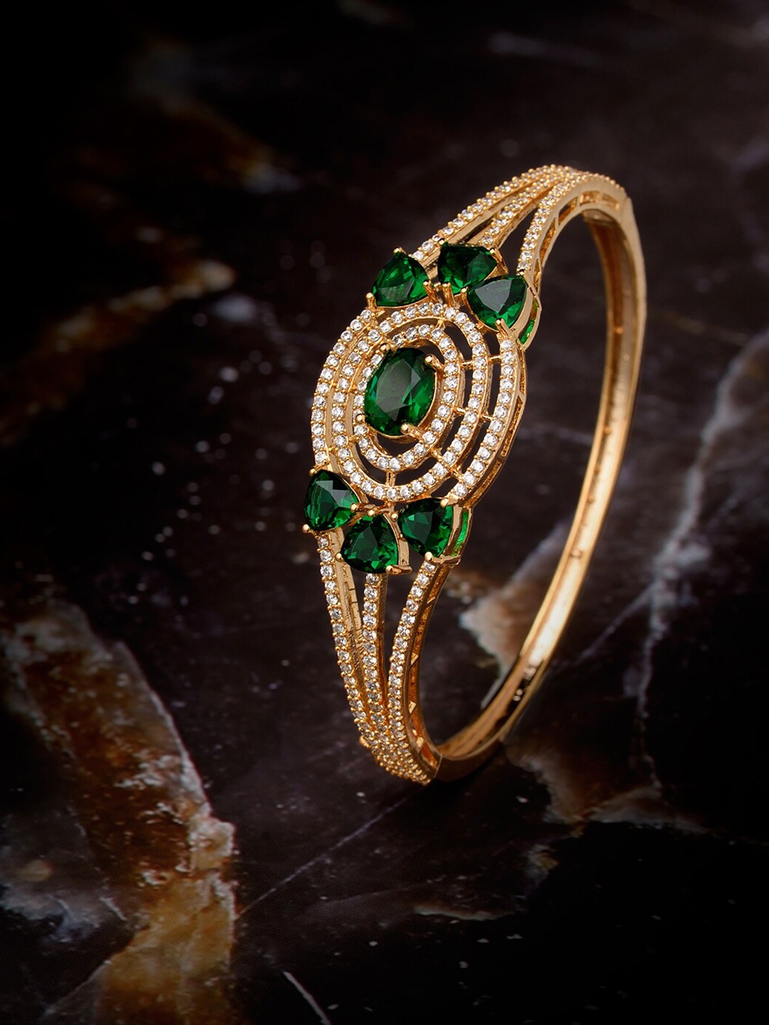 

Saraf RS Jewellery Gold-Plated Green Handcrafted Bangle-Style Bracelet