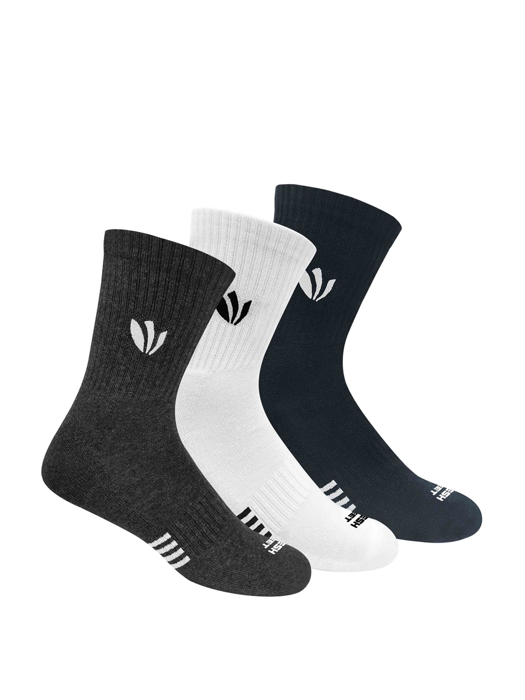 

FRESH FEET Men Pack Of 3 Assorted Calf-Length Socks