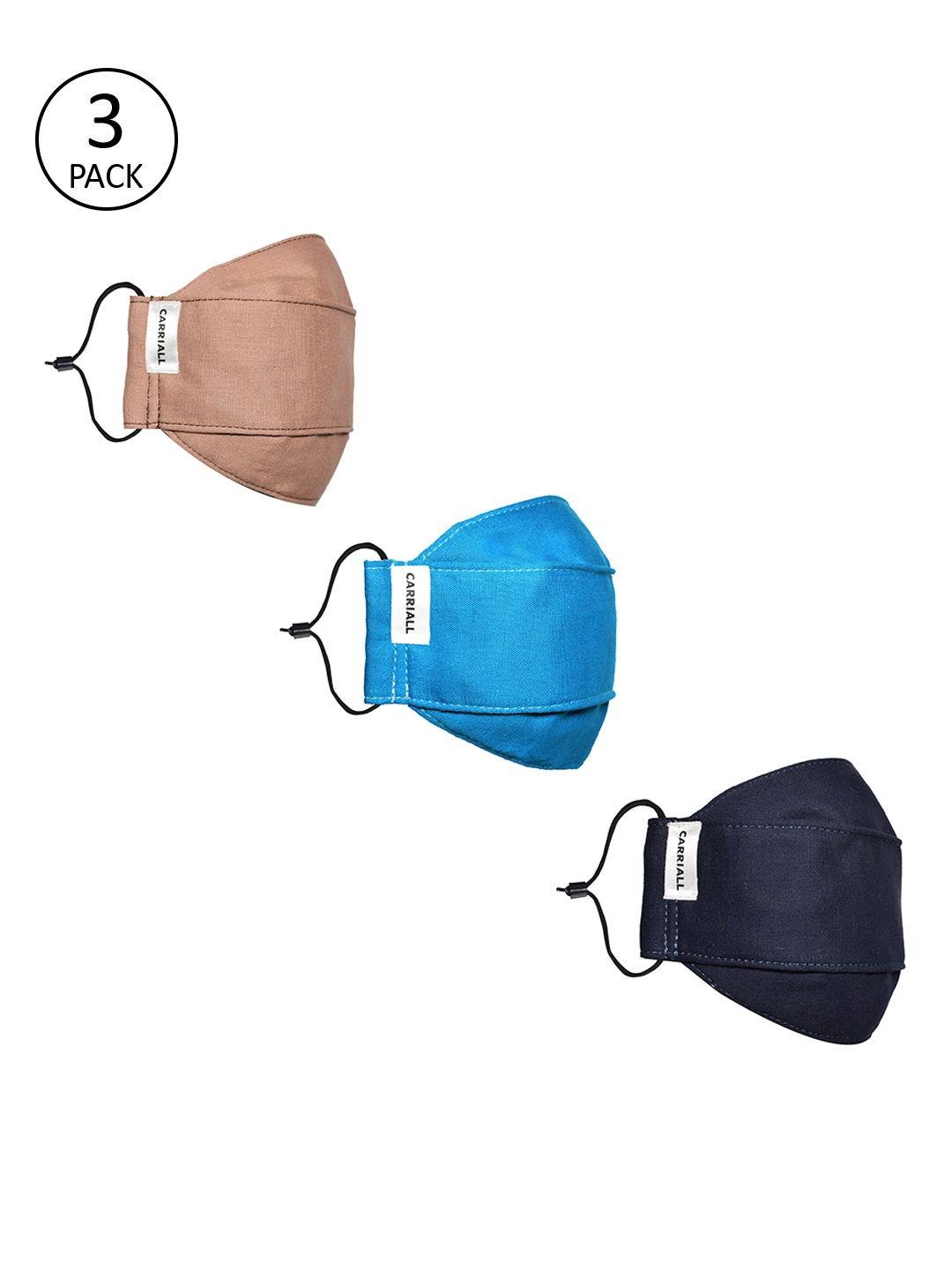 

CARRIALL Unisex Pack Of 3 Assorted 3-Ply Cotton Reusable Protective Outdoor Masks