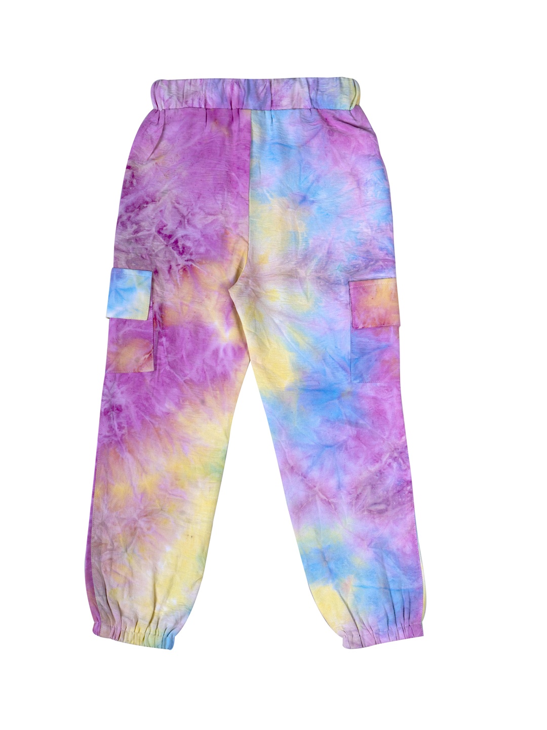 

Hunny Bunny Girls Pink & Blue Tie & Dye Printed Straight-Fit Joggers