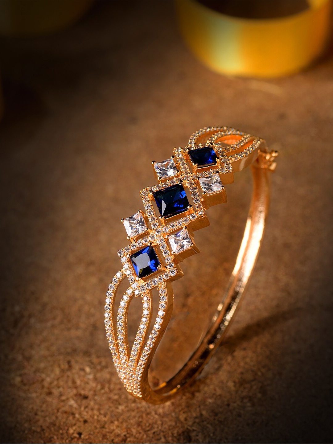 

Saraf RS Jewellery Gold-Plated & Blue Handcrafted Bangle-Style Bracelet