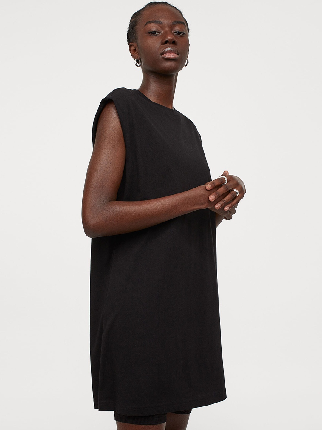 

H&M Women Black Solid Cotton Vest Dress