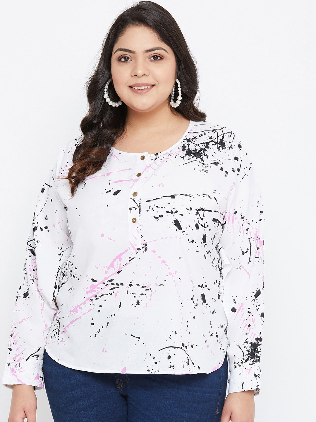 

Uptownie Lite Plus SizeWhite Crepe Regular Top, White