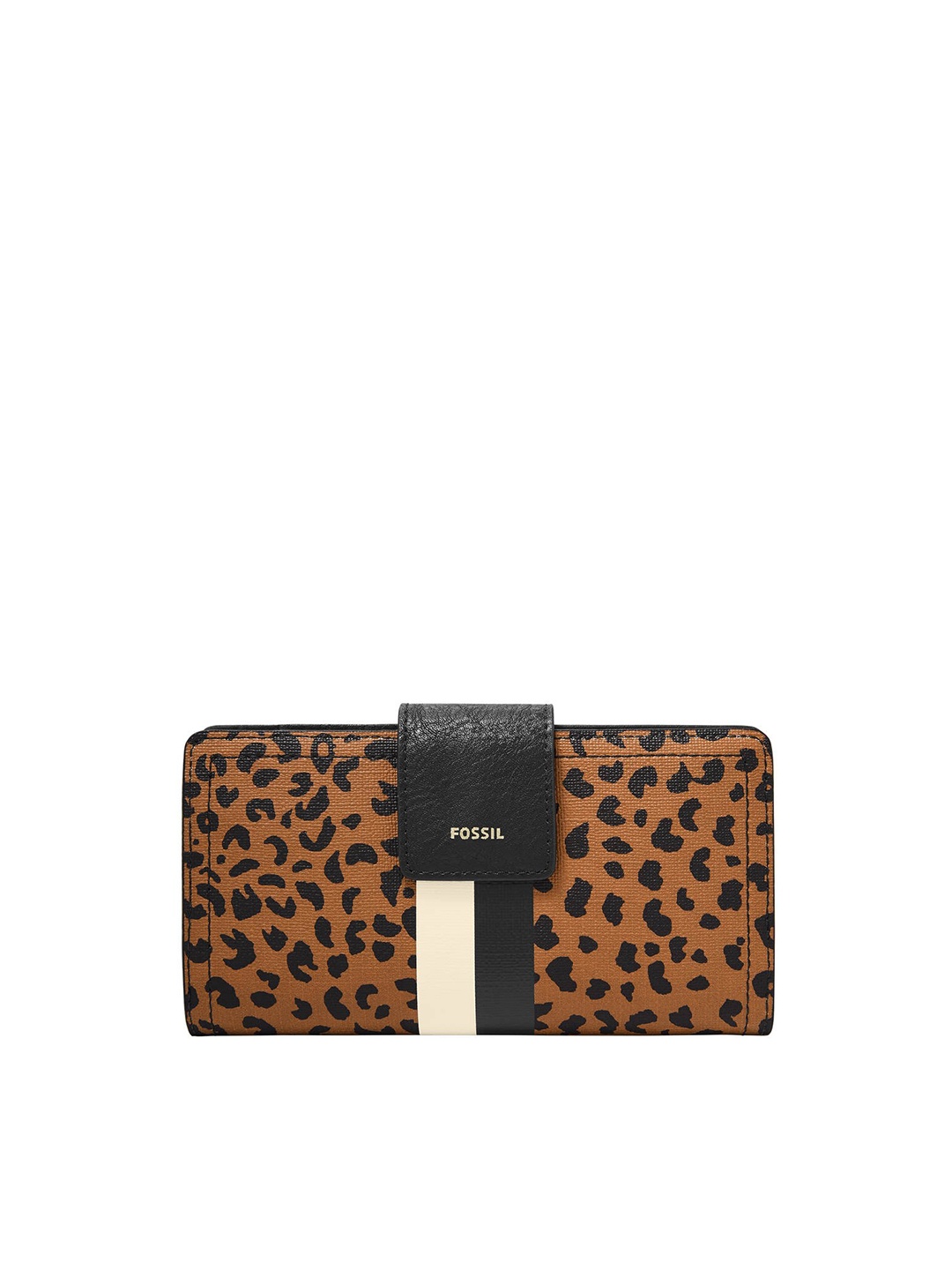 

Fossil Brown & Black Printed Leather Purse Clutch